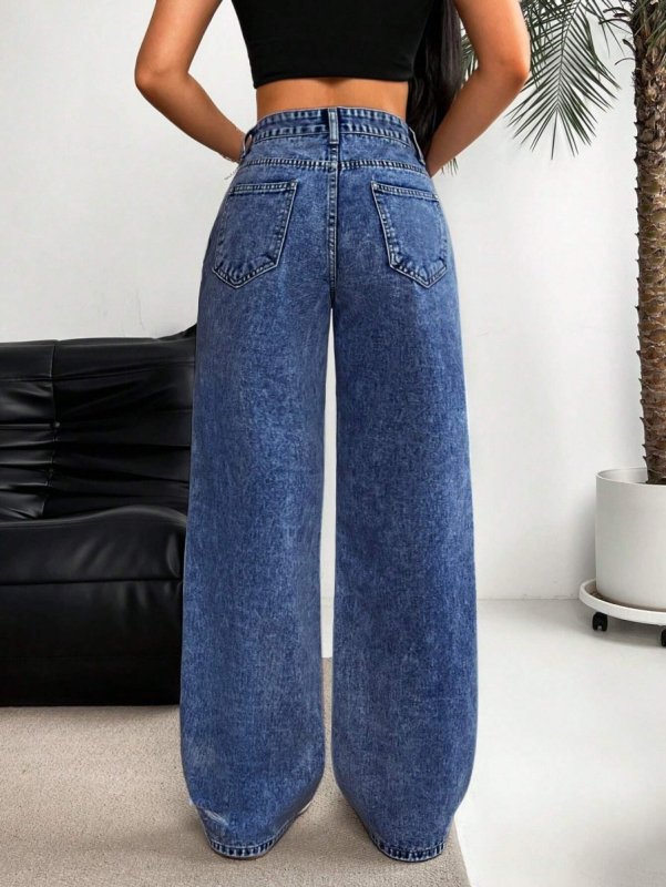 Traperice visokog struka, ravnog kroja, poderane, pamuk 70–80%