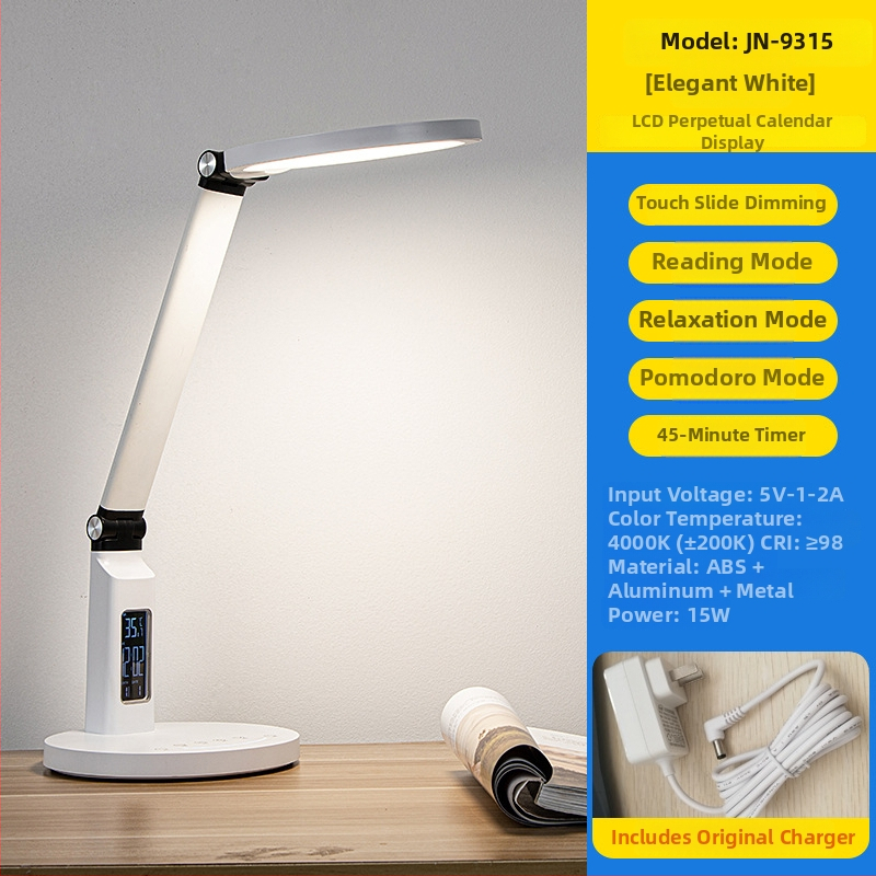 Studijska stolna lampa za čitanje s zaštitom vida — plastično sjenilo, dodirni prekidač, 220V, CRI ≥ 95, rasvjeta razine AA