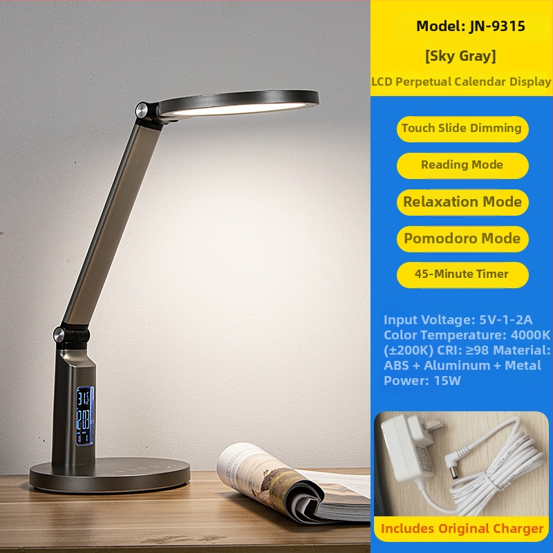 Studijska stolna lampa za čitanje s zaštitom vida — plastično sjenilo, dodirni prekidač, 220V, CRI ≥ 95, rasvjeta razine AA