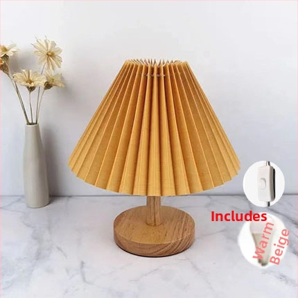 Stolna LED lampa s abažurom od bambusa, prekidač na tipku, napajanje iz utičnice, noćno svjetlo