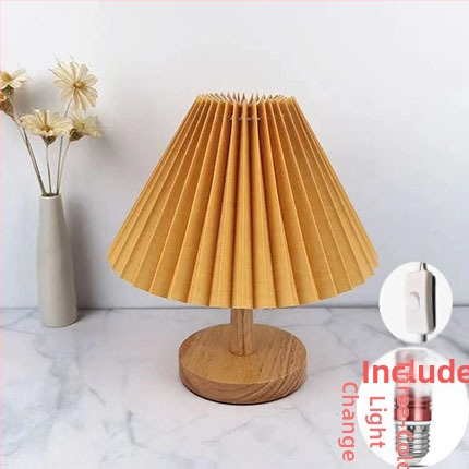 Stolna LED lampa s abažurom od bambusa, prekidač na tipku, napajanje iz utičnice, noćno svjetlo