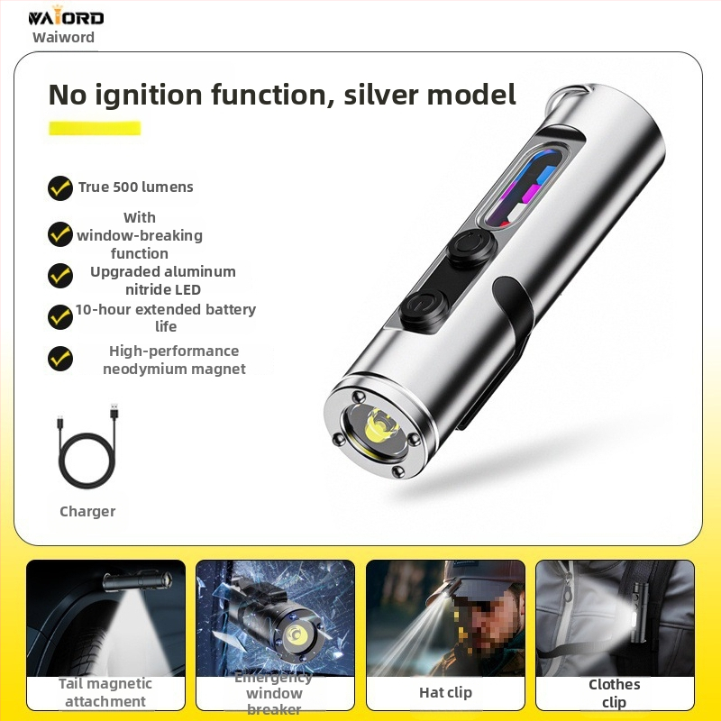 Φορτιζόμενος φακός μπρελόκ με LED τσιπ Waiord, μαγνητικό εξωτερικό φως αυτοκινήτου