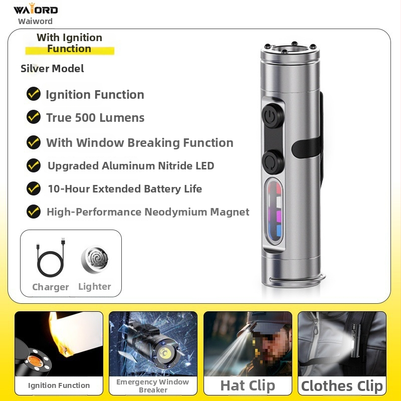 Φορτιζόμενος φακός μπρελόκ με LED τσιπ Waiord, μαγνητικό εξωτερικό φως αυτοκινήτου