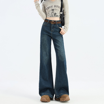 Ženske traperice od pamuka z elastanom, kroj s rozširujućim nogama, visokim strukom, podstavljena fleece, duljina do poda