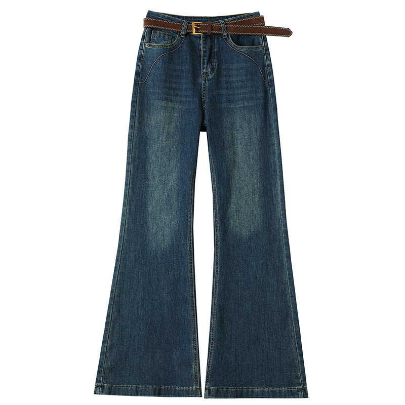 Ženske traperice od pamuka z elastanom, kroj s rozširujućim nogama, visokim strukom, podstavljena fleece, duljina do poda