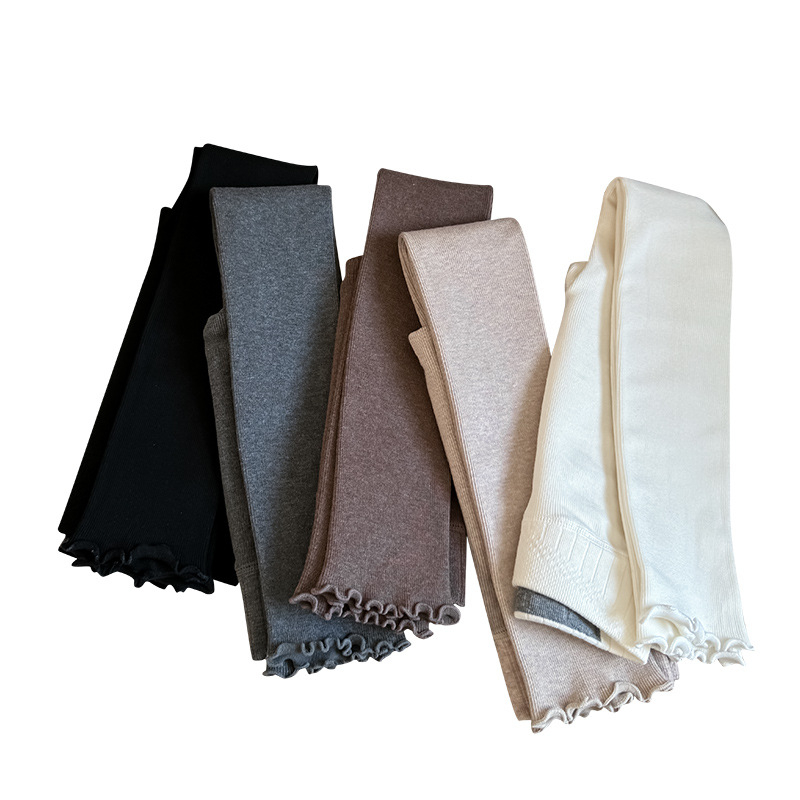 Dječje pamučne tajice s volanim rubom, srednji pojas, dužina 9/10, za djecu 3–8 godina