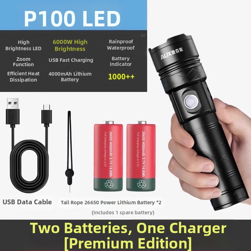 Χειρός LED φακός με εξαιρετικά φωτεινό φως, επαναφορτιζόμενος για εξωτερική χρήση, μακρύ εύρος δέσμης, μοντέλο AS-328