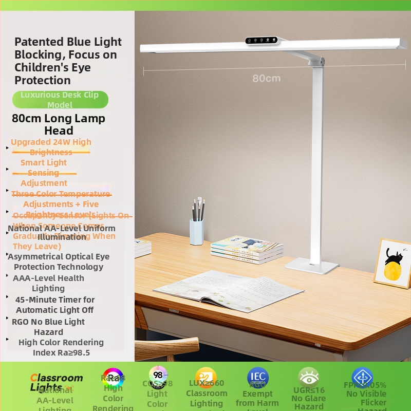 Gyerekek szemvédő asztali lámpa, klipszes, USB táplálású, LED 18W, érintésérzékelő kapcsoló, CRI ≥95