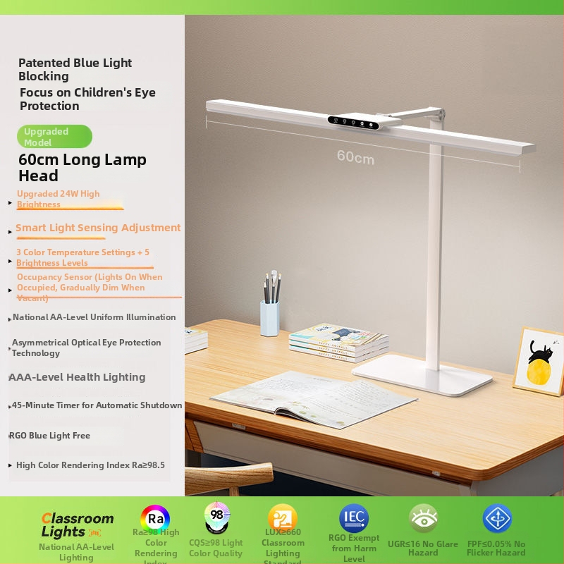 Gyerekek szemvédő asztali lámpa, klipszes, USB táplálású, LED 18W, érintésérzékelő kapcsoló, CRI ≥95