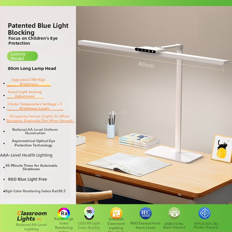 Gyerekek szemvédő asztali lámpa, klipszes, USB táplálású, LED 18W, érintésérzékelő kapcsoló, CRI ≥95