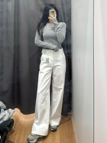 URAZ дънки деним с висока талия и широки крачоли, еластан за комфорт, зима 2024