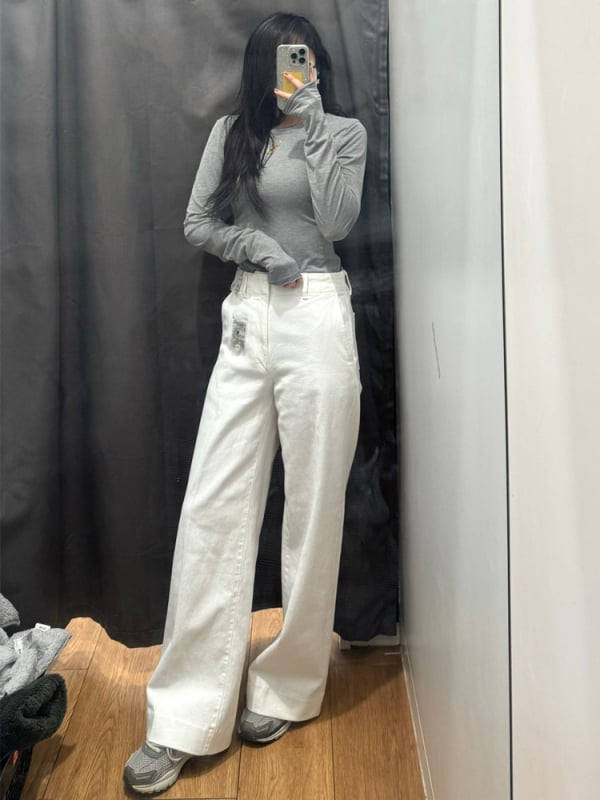 URAZ дънки деним с висока талия и широки крачоли, еластан за комфорт, зима 2024