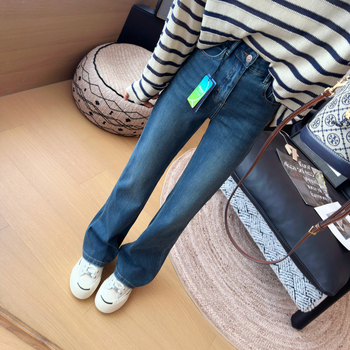 Traperice od denima s flisom, visokim strukom, bootcut kroj, debeli denim, zima 2025