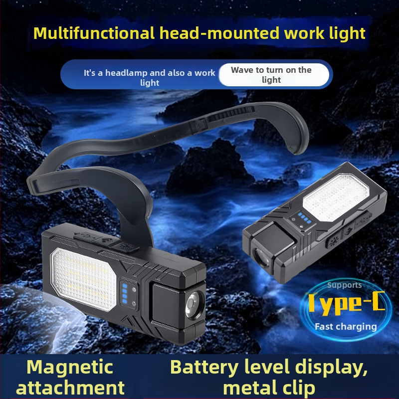 LED čelovka so senzorom, dobíjateľná, 1500mAh batéria, rozsah lúča 100-200 m, ABS telo