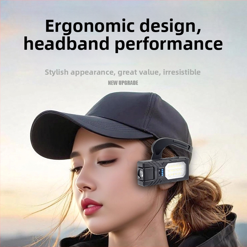 LED čelovka so senzorom, dobíjateľná, 1500mAh batéria, rozsah lúča 100-200 m, ABS telo