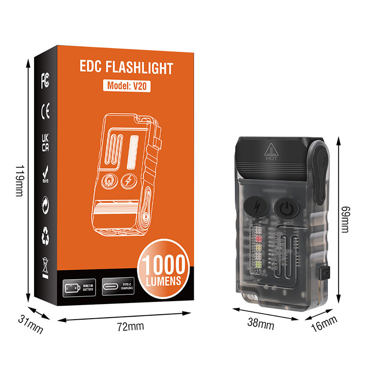 Troglava LED svjetiljka za ključeve, aluminijska legura + PC kućište, 1100 mAh, 350+ lumena, vodootporna.