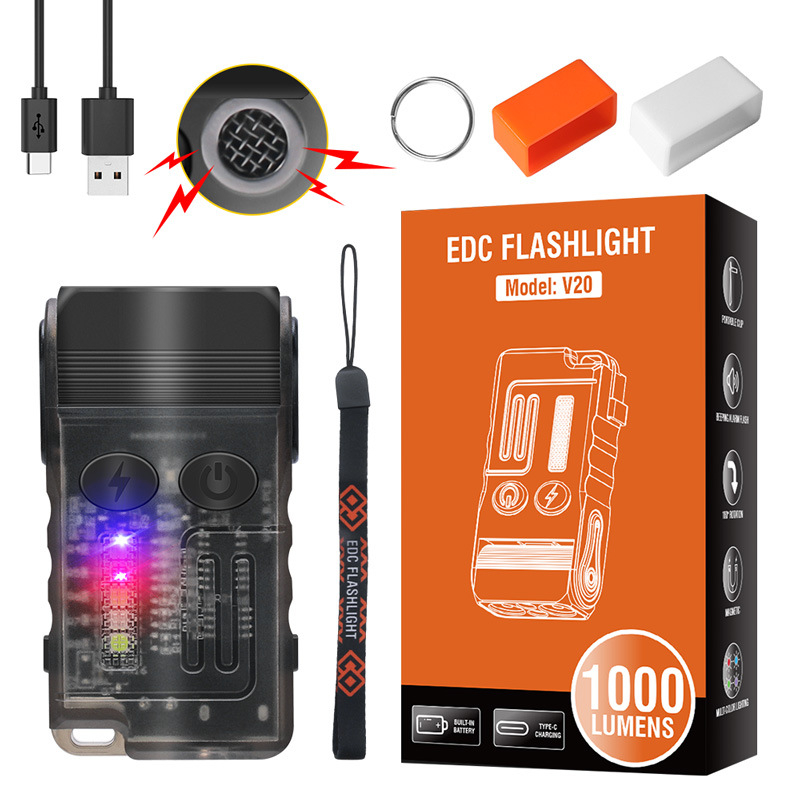 Troglava LED svjetiljka za ključeve, aluminijska legura + PC kućište, 1100 mAh, 350+ lumena, vodootporna.