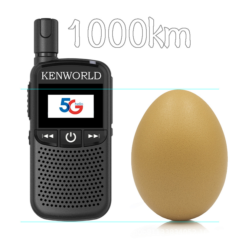 Kenworld Walkie-Talkie Mini 5G cu cartelă SIM — rază peste 50 km, rețea 4G, baterie 1200mAh, afișaj, anti-interferență