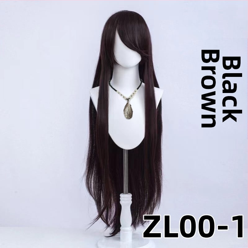 Perucă cosplay - lungă, dreaptă, cu breton, fibre sintetice rezistente la temperatură, stil anime, Silk Joy