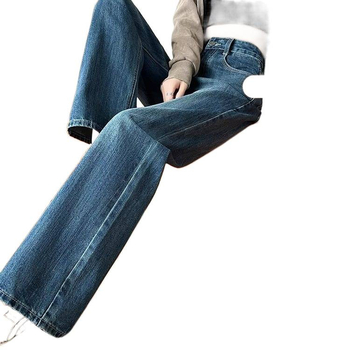Női farmernadrág - magas derekú, széles szárú, padlóig érő, denim anyag, vastagabb szövet