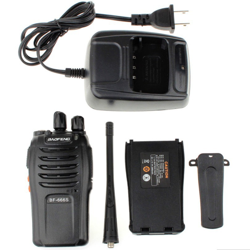 Baofeng BF-666S prijenosni radio, 16 kanala, domet 3-5 km, Li-ion baterija 2800 mAh, otporan na prašinu