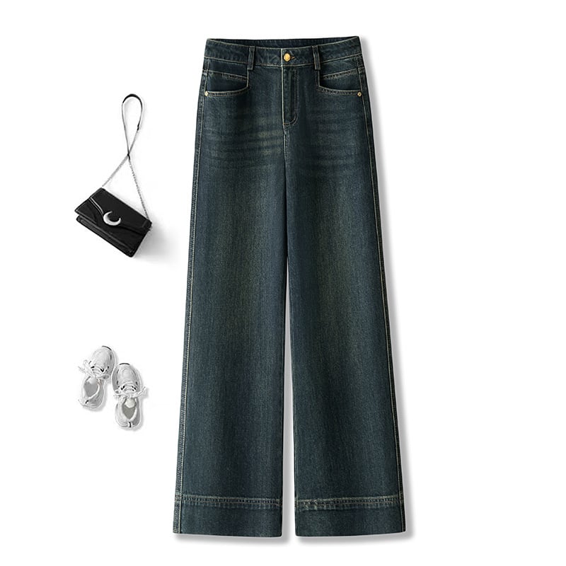 Дамски дънкови дънки с висока талия и широки крачоли, къс крачол, пролет 2025