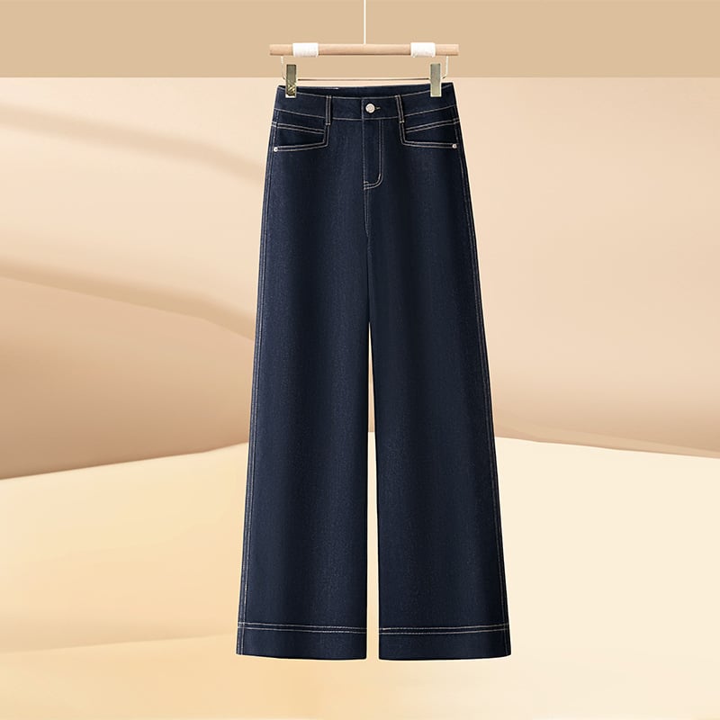 Дамски дънкови дънки с висока талия и широки крачоли, къс крачол, пролет 2025