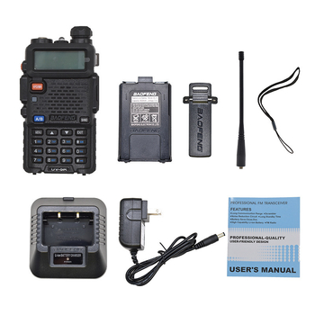 Baofeng BF-UV5R Ručný dvojcestný vysielač | 8W výstupný výkon | 136–174/400–520 MHz | 128 kanálov | dosah 5–10 km | batéria 1800 mAh