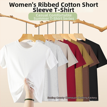 Ženski T shirt s kratim rukavima, okrugli izrez, uski kroj, viskoza-bavlna smjesa, jednobojan dizajn, japansko-korejski slobodno vrijeme stil