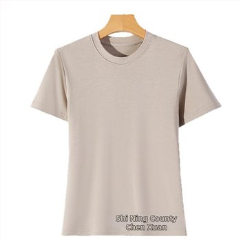 Ženski T shirt s kratim rukavima, okrugli izrez, uski kroj, viskoza-bavlna smjesa, jednobojan dizajn, japansko-korejski slobodno vrijeme stil