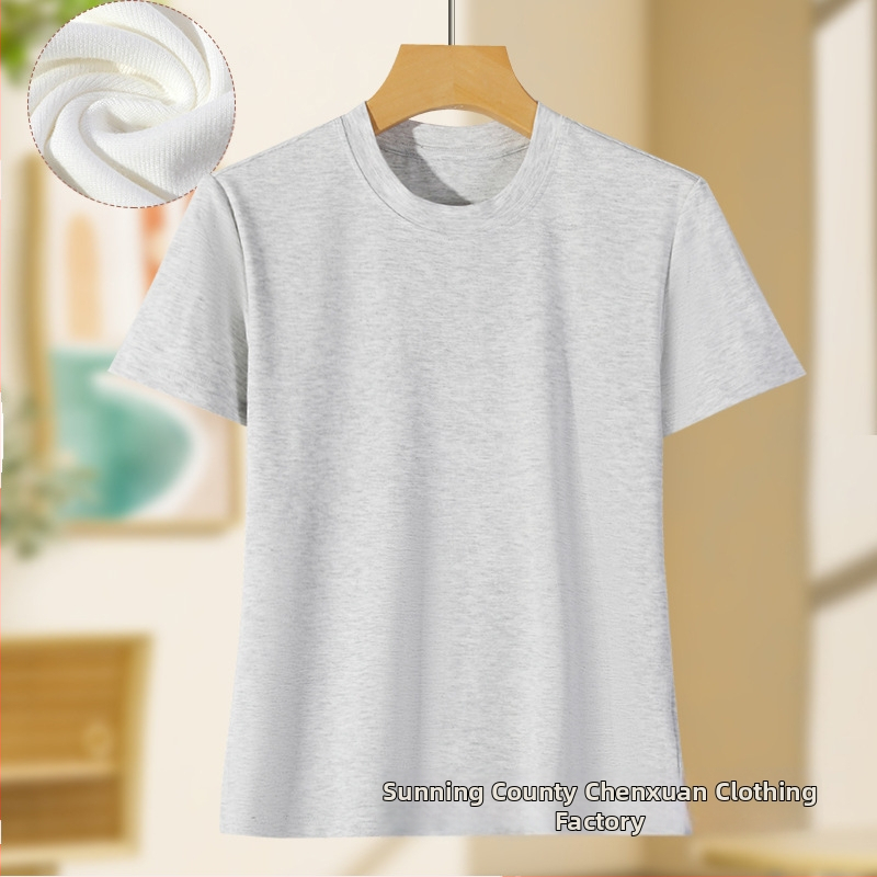 Ženski T shirt s kratim rukavima, okrugli izrez, uski kroj, viskoza-bavlna smjesa, jednobojan dizajn, japansko-korejski slobodno vrijeme stil