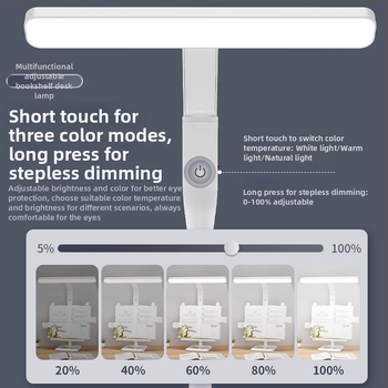 LED asztali lámpa tanuláshoz szemvédő funkcióval, érintéses kapcsoló, beépített lítium akkumulátor, CRI 80–89, CE tanúsítvány