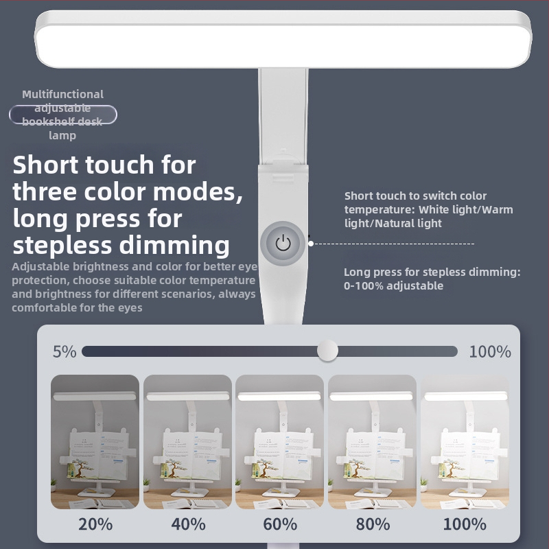 LED asztali lámpa tanuláshoz szemvédő funkcióval, érintéses kapcsoló, beépített lítium akkumulátor, CRI 80–89, CE tanúsítvány
