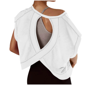 Ženska majica s V-izrezom, ležernog kroja, kratki rukavi, jednobojna, konopno-spandeks smjesa 50-70% konoplje, spandex do 30%