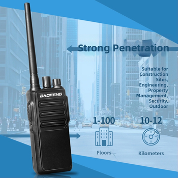 Baofeng walkie-talkie 12W, putere înaltă, 16 canale, baterie litiu, 7.4V, greutate 200