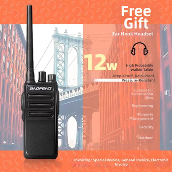 Baofeng walkie-talkie 12W, putere înaltă, 16 canale, baterie litiu, 7.4V, greutate 200