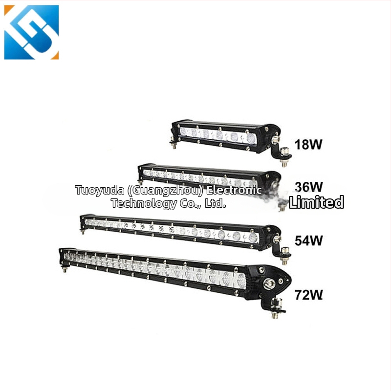 Autó LED-szalag világítás – alumíniumötvözet ház, bemenet 9–60V, teljesítmény 18–72W, fényáram 1100–3500 lm, élettartam 20000 h, egysoros munkafény