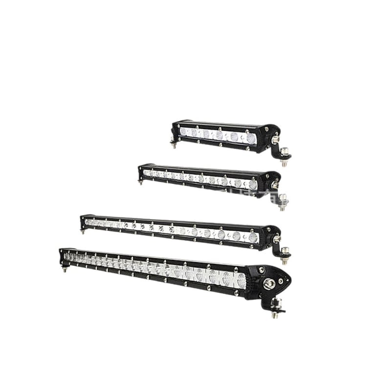 Autó LED-szalag világítás – alumíniumötvözet ház, bemenet 9–60V, teljesítmény 18–72W, fényáram 1100–3500 lm, élettartam 20000 h, egysoros munkafény