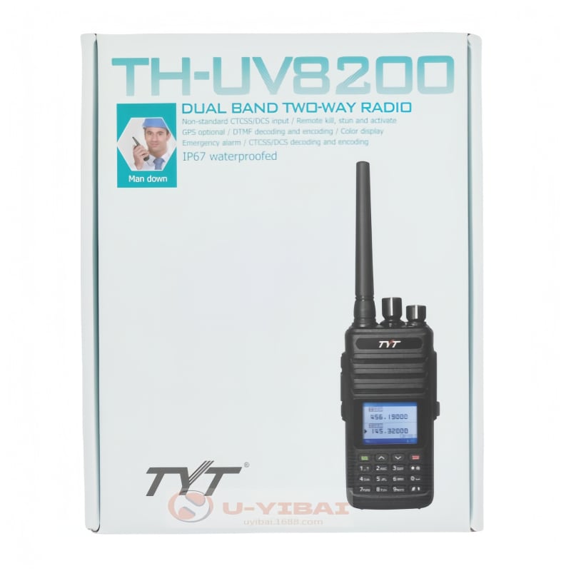 TYT TH-UV8200 Visokoučinkovita ručna radiostanica, IP67 vodootporna, 10W, frekvencije 136-174/400-520 MHz, 256 kanala, domet 5–10 km