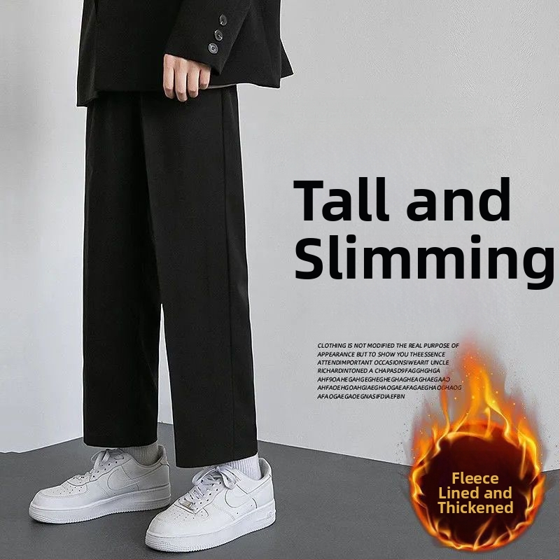 Férfi egyenes szárú corduroy nadrág lenanyagból, téli 2025, üzleti formális stílus