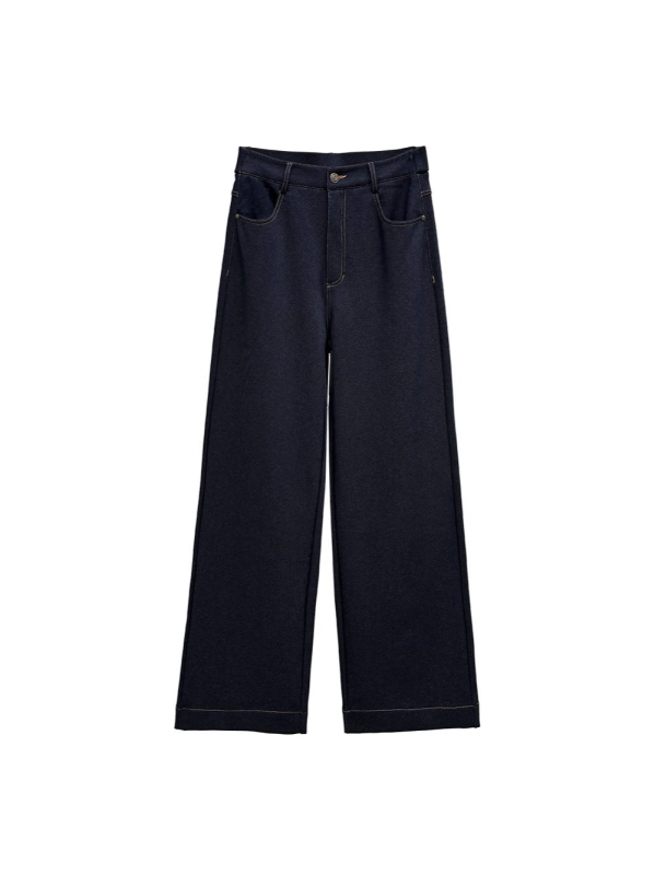 Дънки с висока талия и широки крачоли, деним плат, плътна материя, панелно шиене, модел за зима 2025