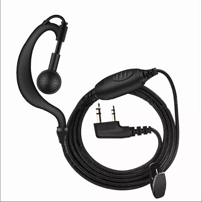 Set de căști Baofeng pentru radio cu cablu împletit, clemă pentru ureche în formă de K – fără baterie, rezistent la șocuri, rază până la 1,5 km