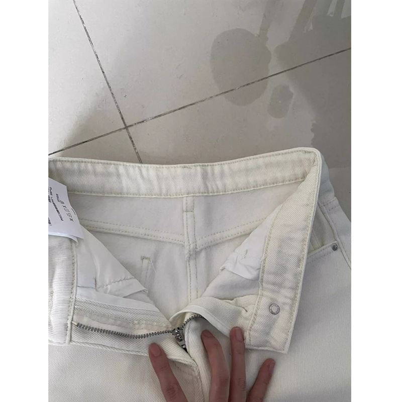 Дънки с висока талия, права кройка, дълги, полиестерна материя