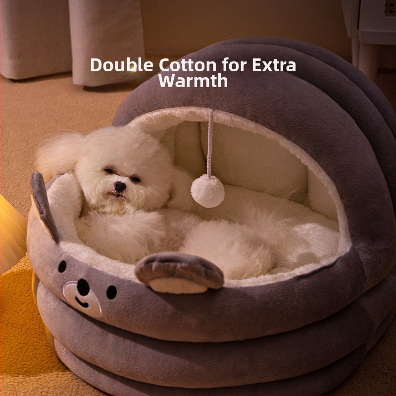 All-season háziállat fekhely, félig zárt, levehető és mosható, poliészterből készült kutyaágy belső használatra