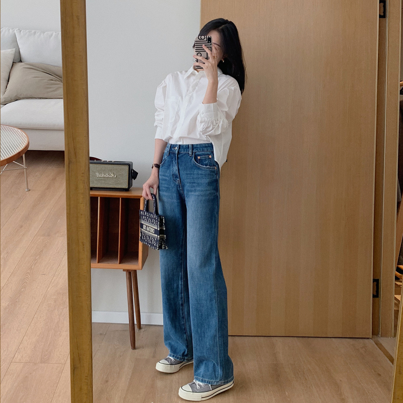 Дънки - висока талия, прави крачоли, Chenille-Spandex смес, съдържание на основната материя под 30%, пролет 2025