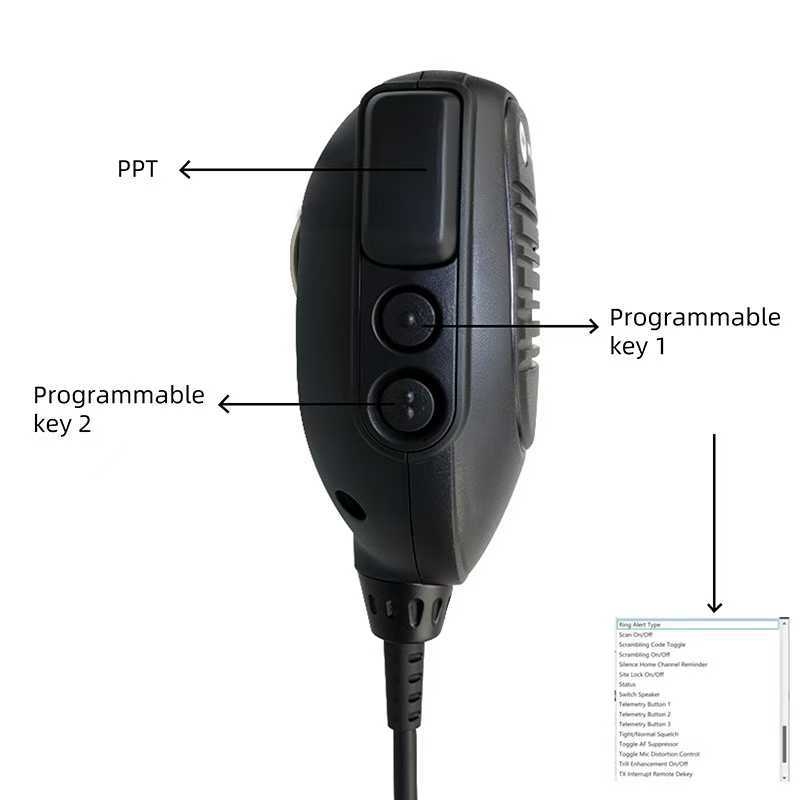 Audio dodatna oprema moto — Kompatibilno s MTM800/MTM5200, M8220, M8268, M8668, M8668i — Raspon 1,5–3 km — Bez baterije — Otporno na prašinu