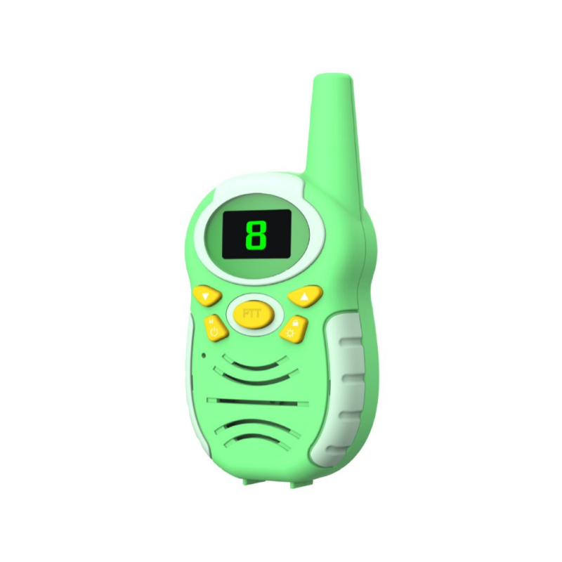 Dječji walkie-talkie, 3 kanala, domet do 1,5 km, RF izlazna snaga <0,5 W, baterija 600 mAh, zaslon s robotskim prikazom