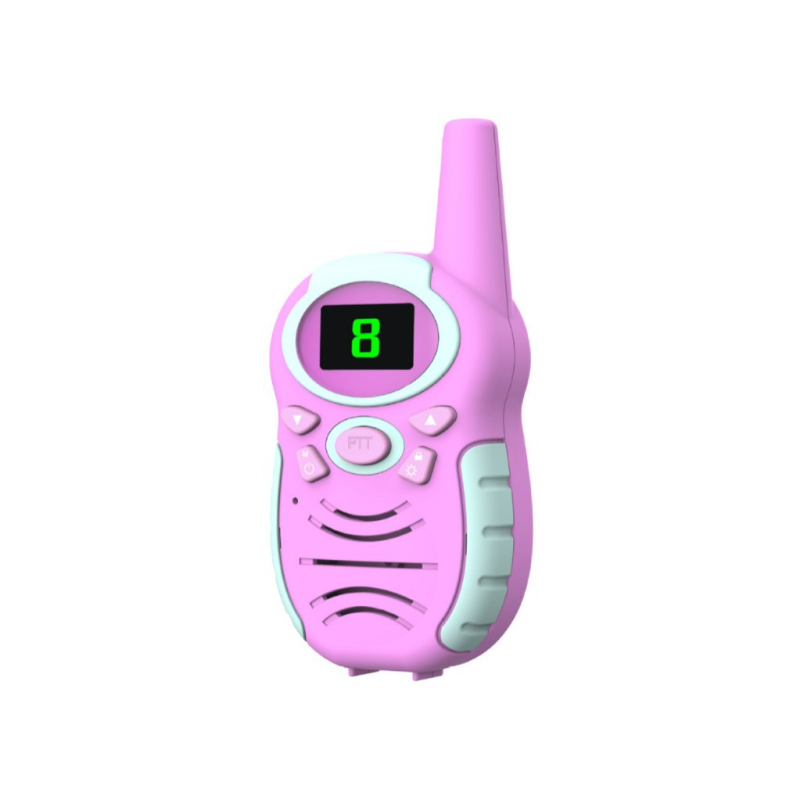 Dječji walkie-talkie, 3 kanala, domet do 1,5 km, RF izlazna snaga <0,5 W, baterija 600 mAh, zaslon s robotskim prikazom