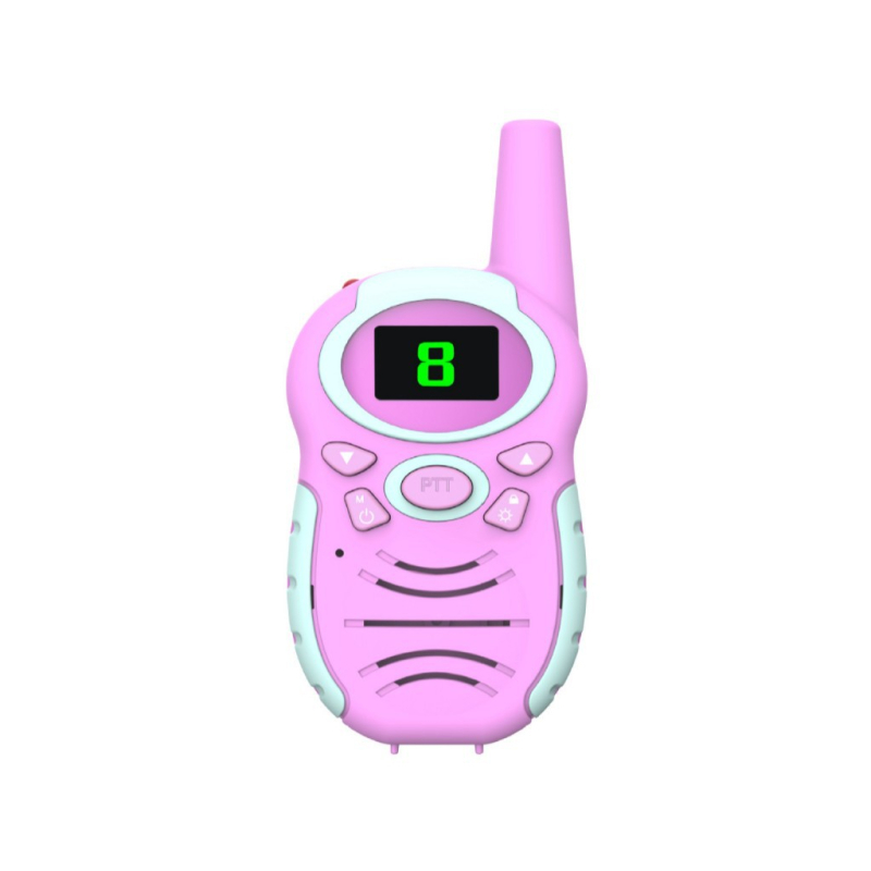 Dječji walkie-talkie, 3 kanala, domet do 1,5 km, RF izlazna snaga <0,5 W, baterija 600 mAh, zaslon s robotskim prikazom