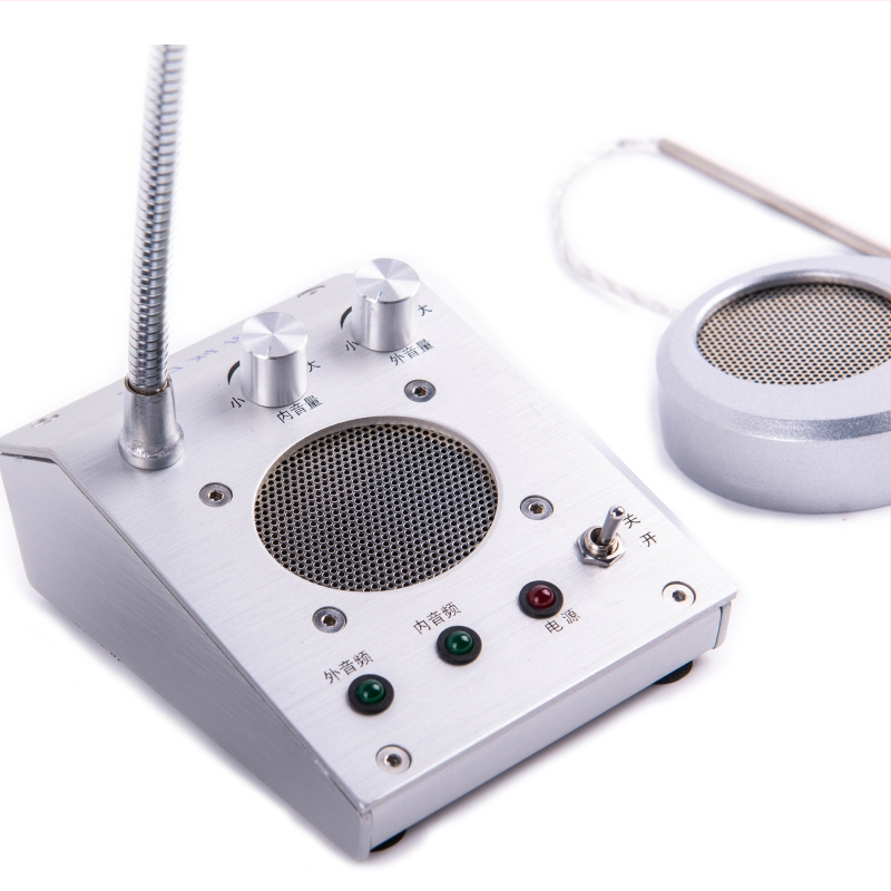 Okienkový interkom pre banky a nemocnice s reproduktorom – dosah až 1,5 km, lítiová batéria, proti rušeniu